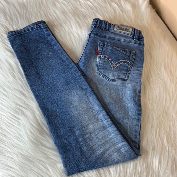 Levi’s Girls Super Skinny Rhinestone Jeans Size 10 - Picture 1 of 9